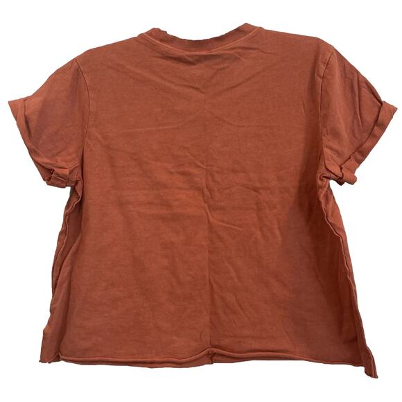 Wild Fable Women's Rust Brown Orange Cropped Short Sleeve Crew Neck T-Shirt Top - Picture 3 of 6